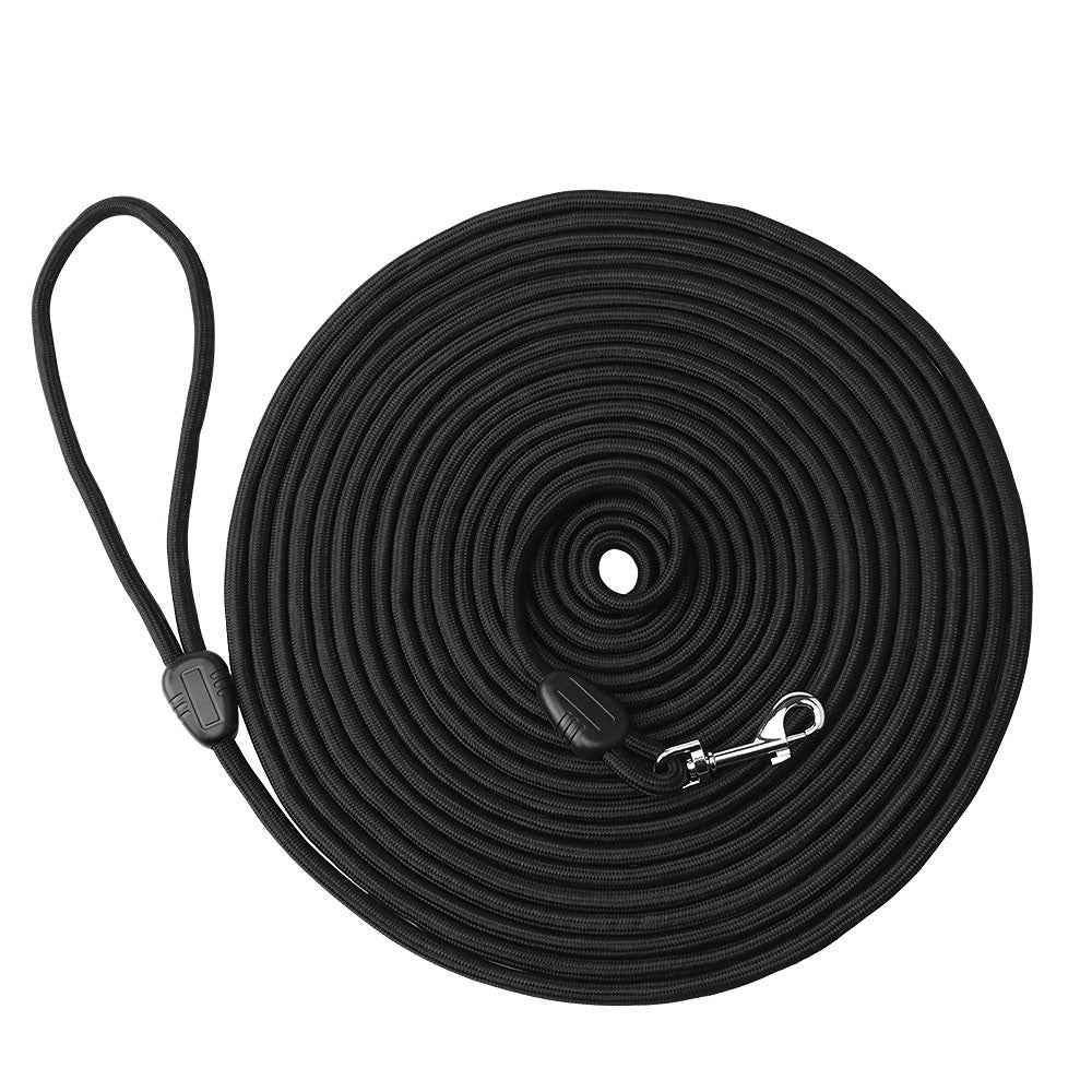 Black long line laid flat in a spiral to show its length