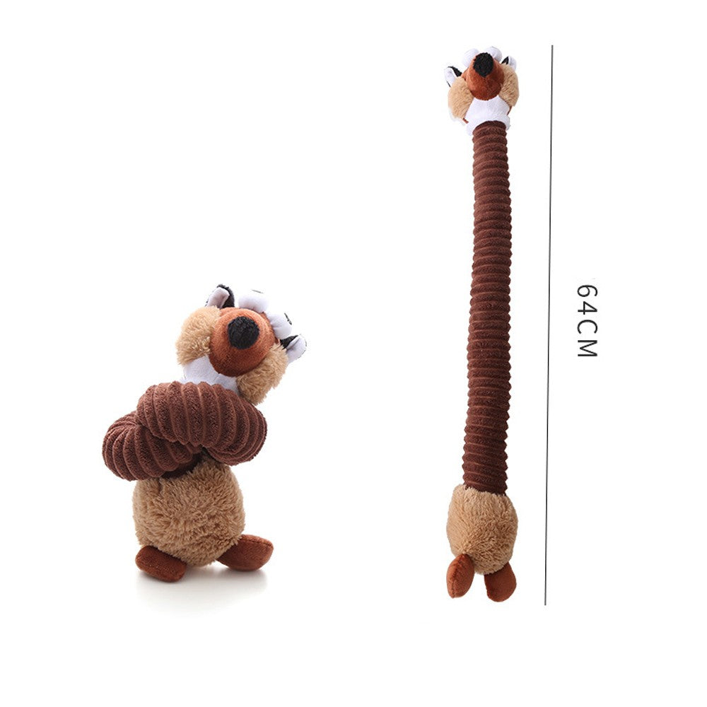 Brown platypus long neck dog toy, about 64 cm long