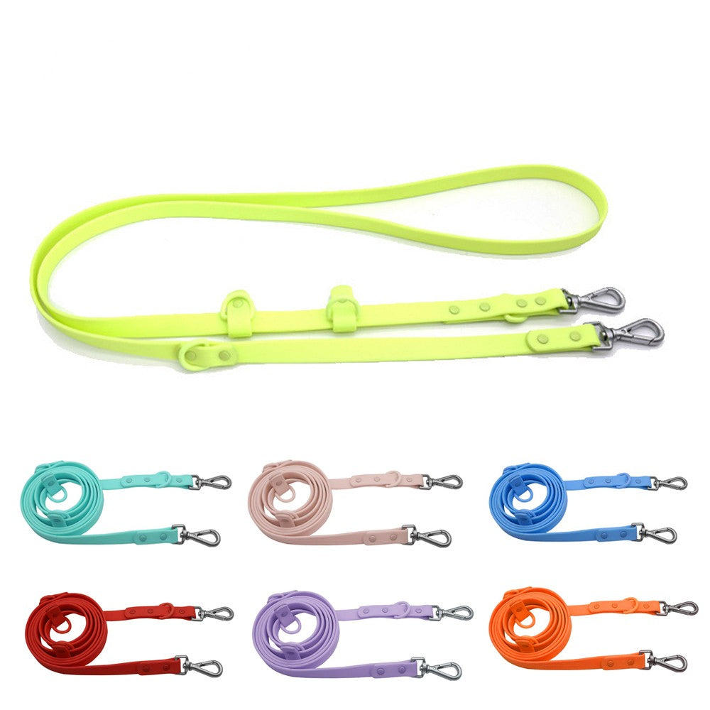 Multifunction dog leash in lime with double-ended clips