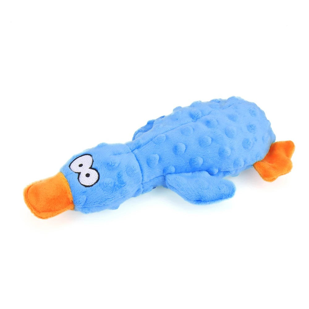 Blue plush duck squeaky toy