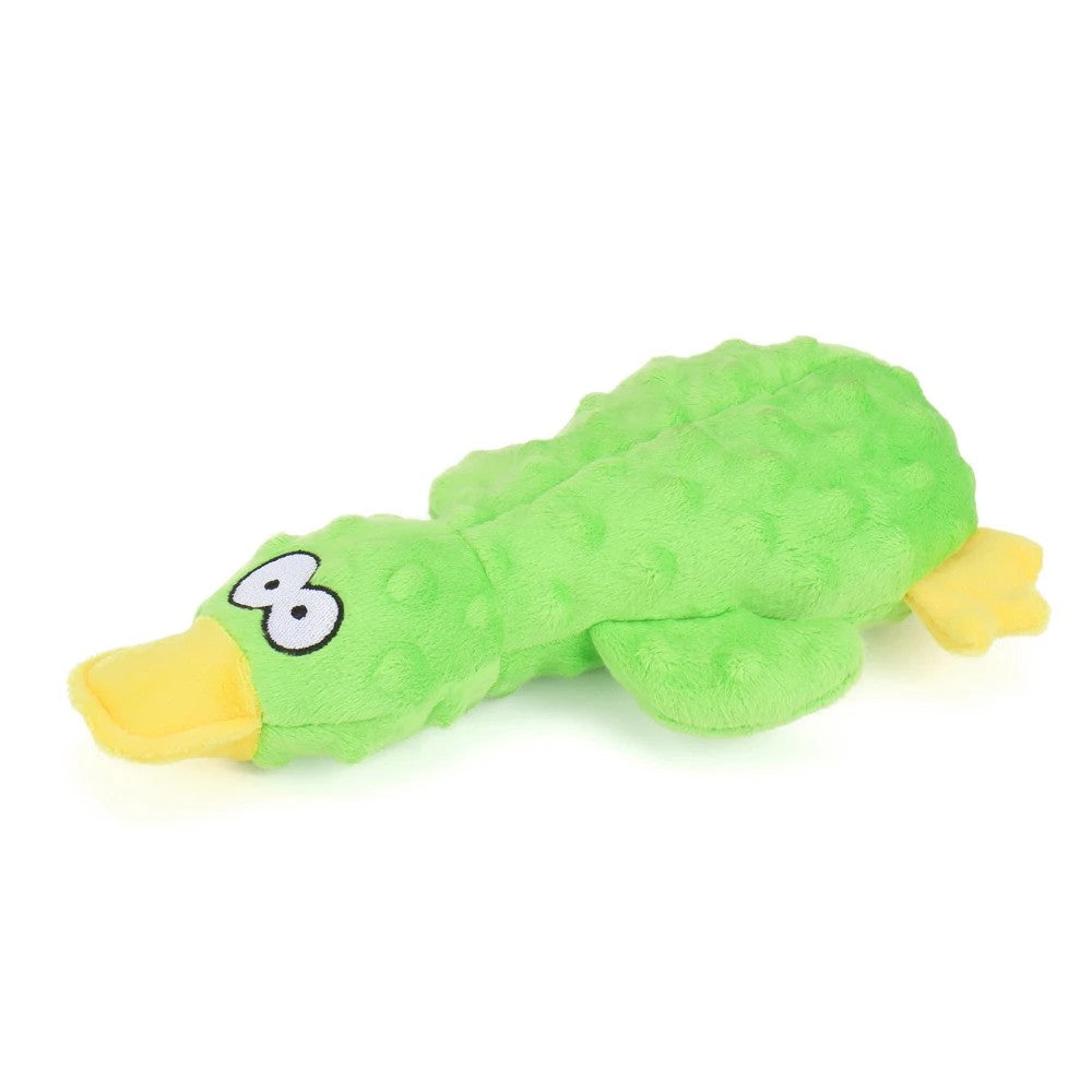 Green plush duck squeaky toy
