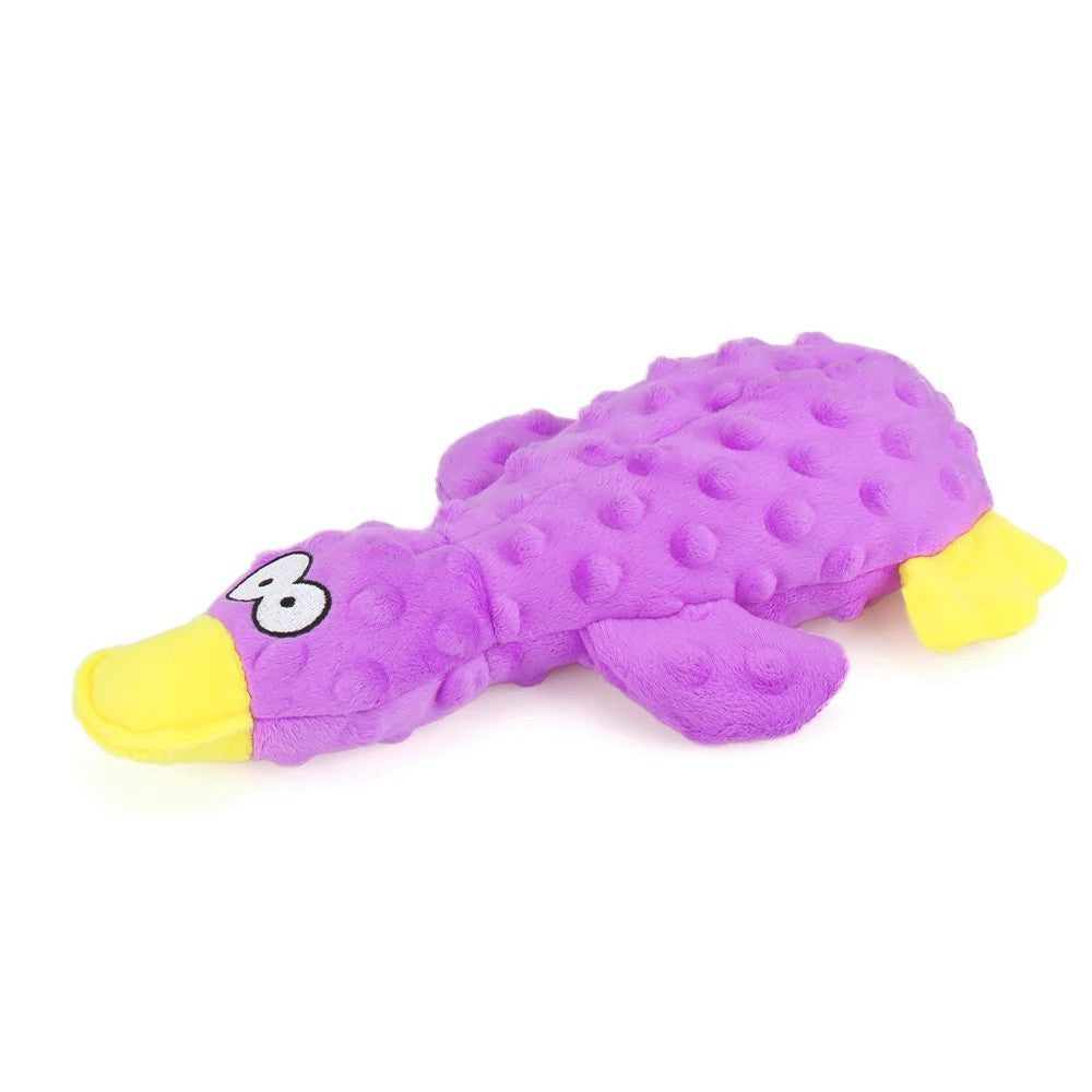 Purple plush duck squeaky toy