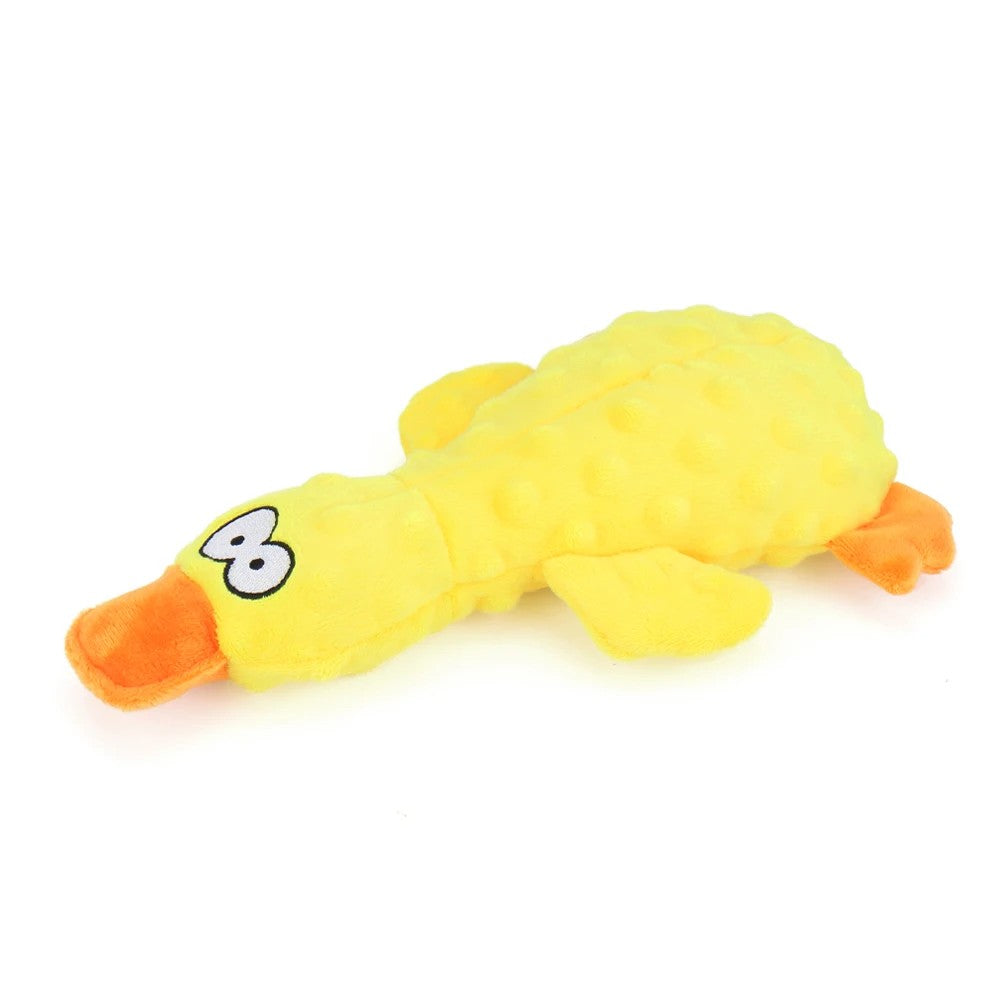 Yellow plush duck squeaky toy