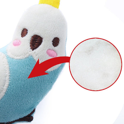 Close-up of the soft cotton stuffing inside the blue parrot