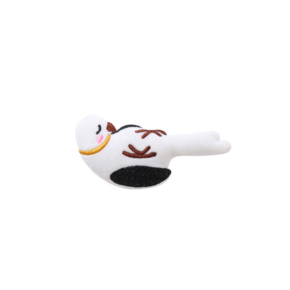 White plush bird cat toy, about 6 by 14 cm