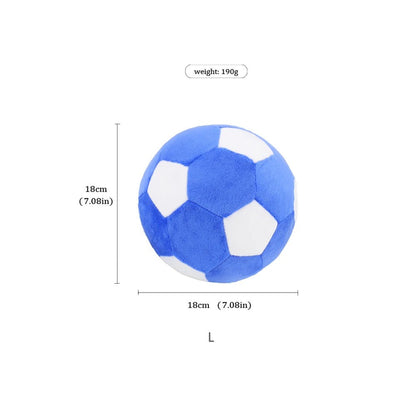 Plush soccer ball size: 18 cm (7.09 in) across, about 190 g
