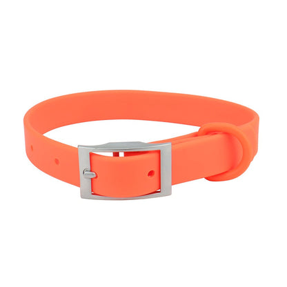Orange PVC cat collar with silver pin buckle