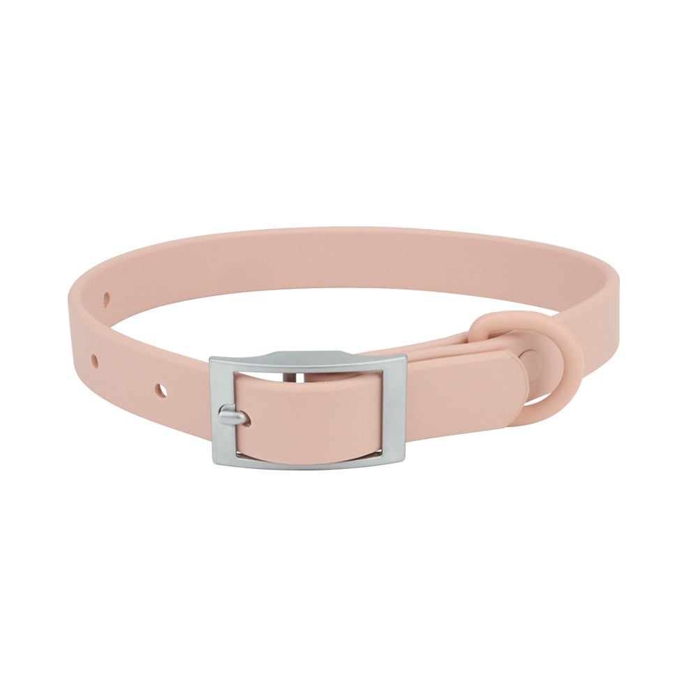 Blush pink PVC cat collar with silver pin buckle