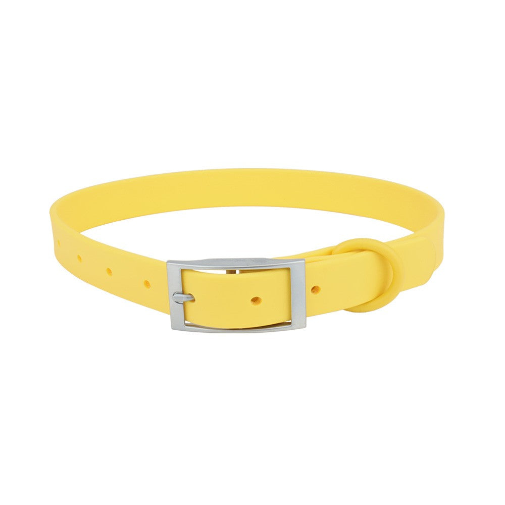 Yellow PVC cat collar with silver pin buckle