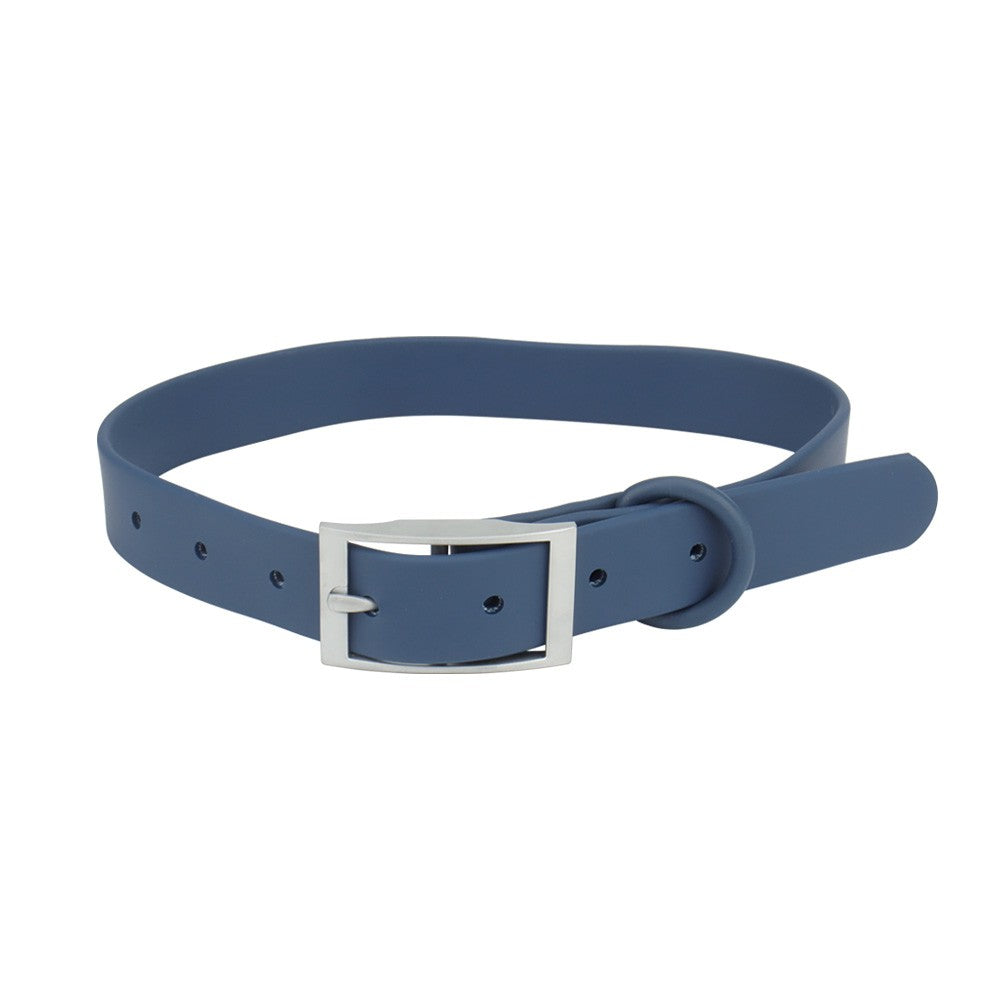 Navy PVC cat collar with silver pin buckle
