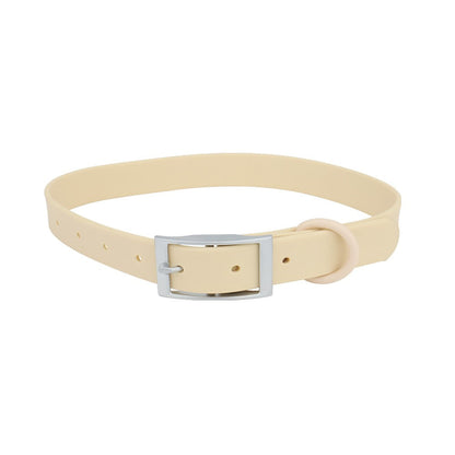 Beige PVC cat collar with silver pin buckle