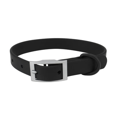 Black PVC cat collar with silver pin buckle