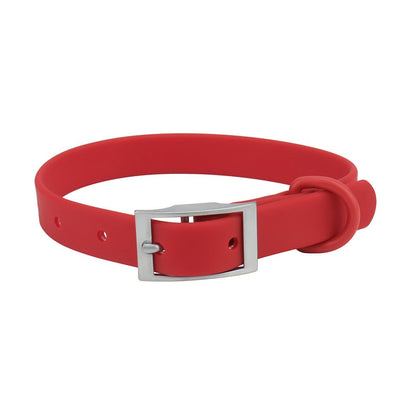 Red PVC cat collar with silver pin buckle