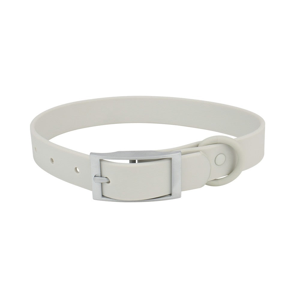 Light gray PVC cat collar with silver pin buckle