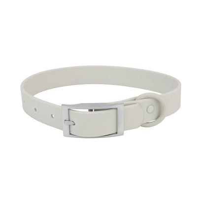Light gray PVC cat collar with silver pin buckle