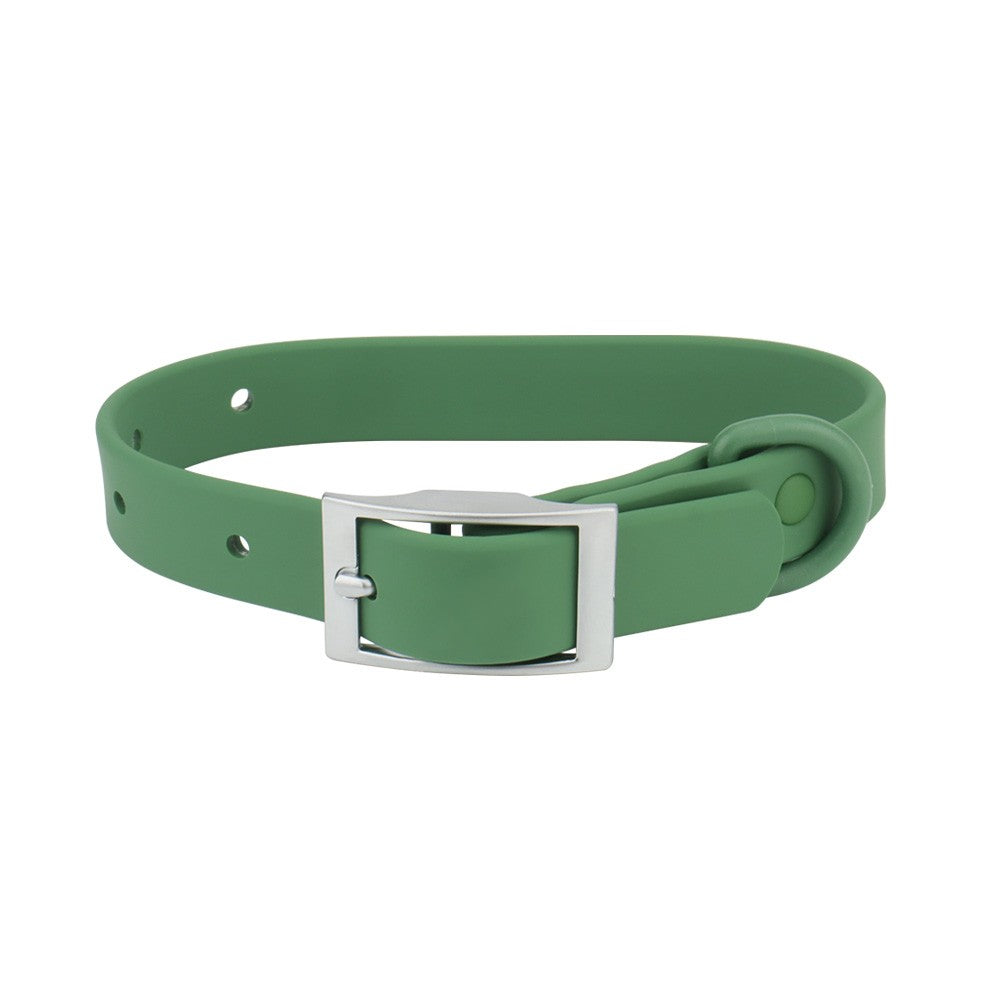 Forest green PVC cat collar with silver pin buckle