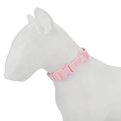 Pink quick release collar on a pet figure