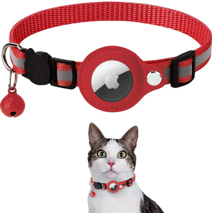 red airtag cat collar, breakaway cat collar with airtag holder, 