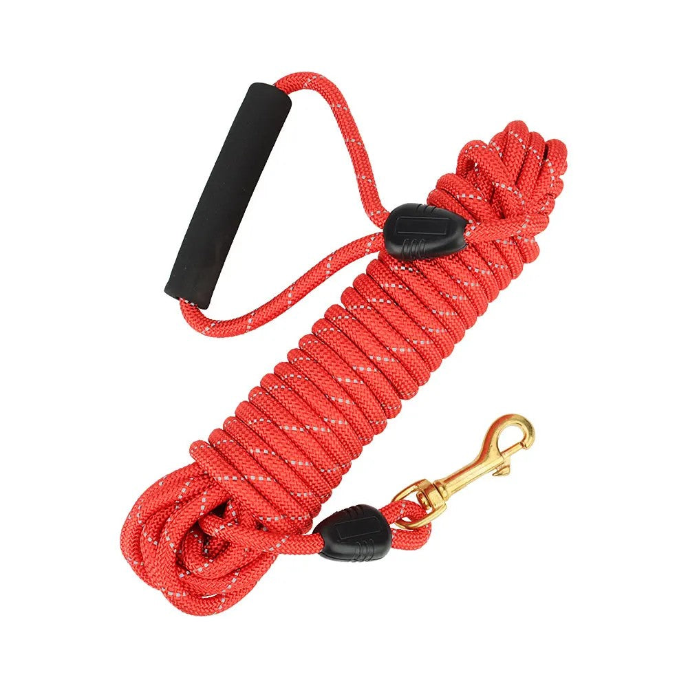 Red reflective long dog leash