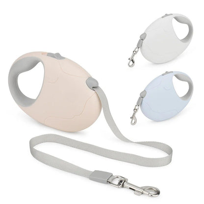 Pastel retractable leashes for small dogs in blush, white and blue