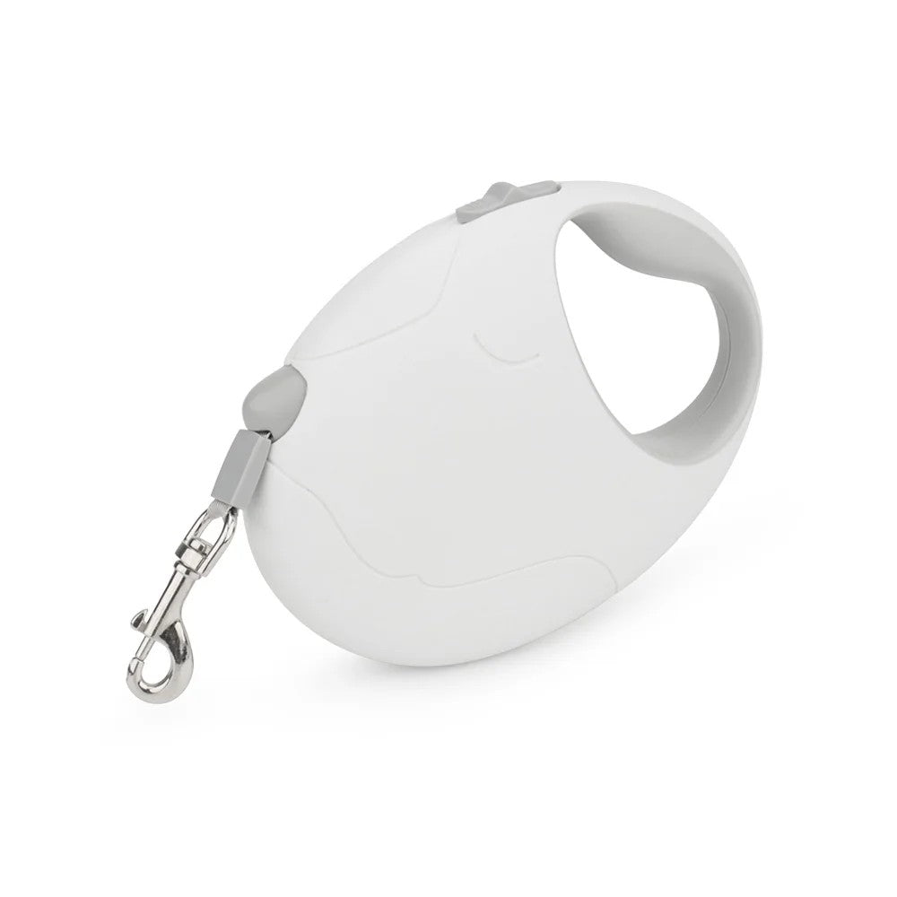 White palm-size retractable leash for small dogs
