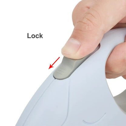 Thumb lock button on the small dog retractable leash