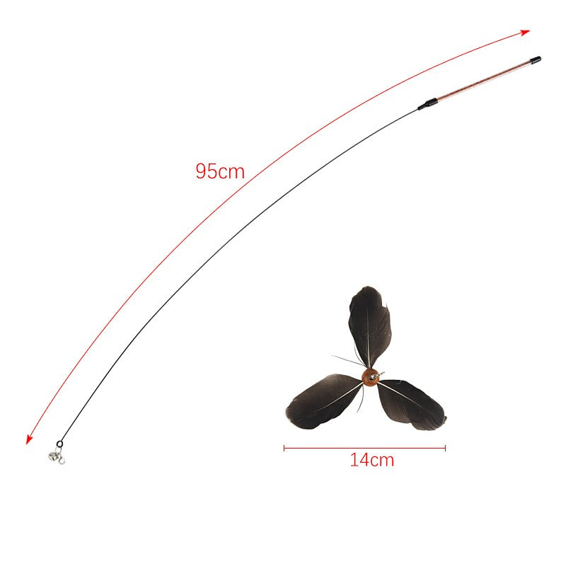 Rotating feather cat toy size: wire about 95 cm and feather head about 14 cm