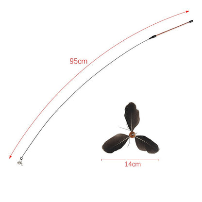 Rotating feather cat toy size: wire about 95 cm and feather head about 14 cm