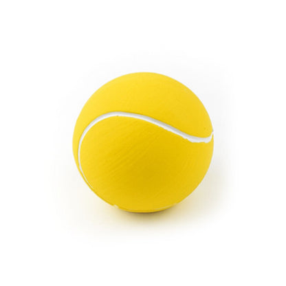 Yellow latex tennis-style dog ball