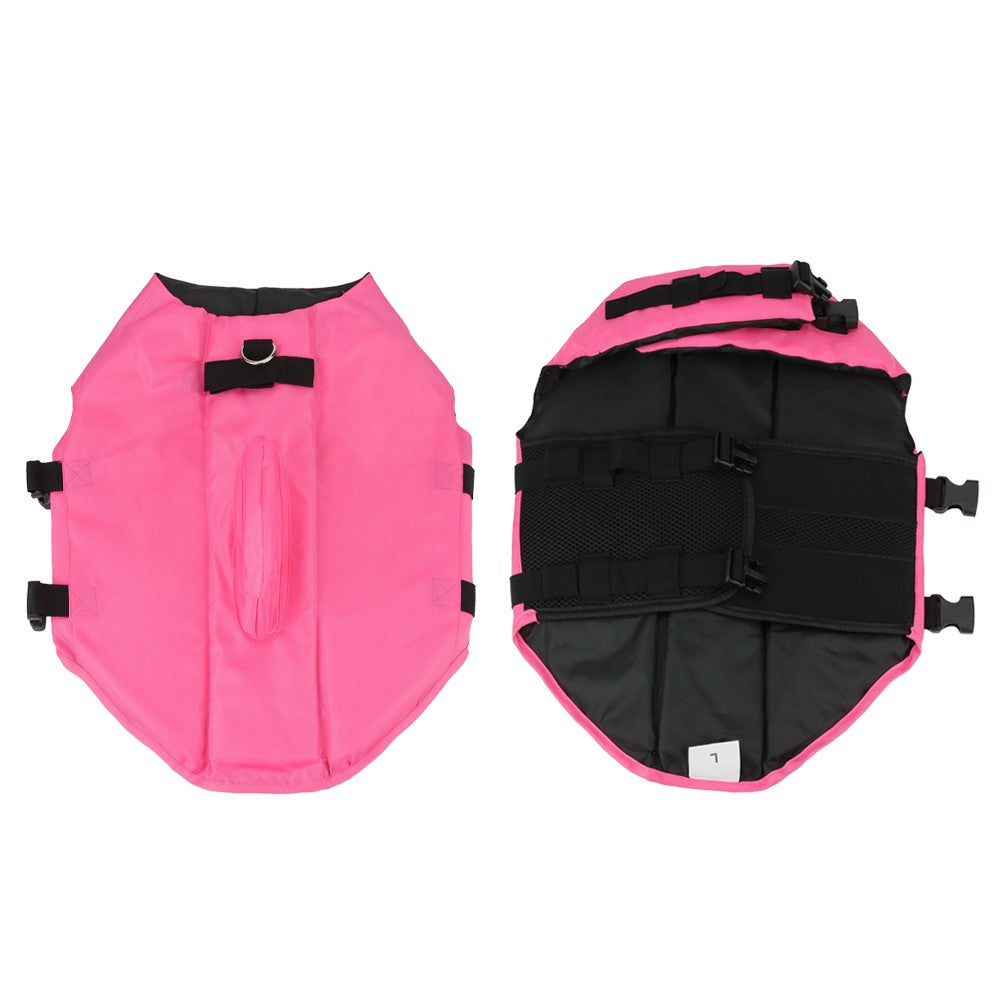 Top and underside of the pink shark puppy life jacket