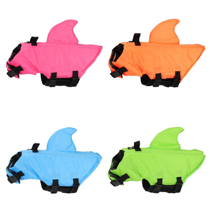 Shark life vest for small dogs in pink, orange, blue and green