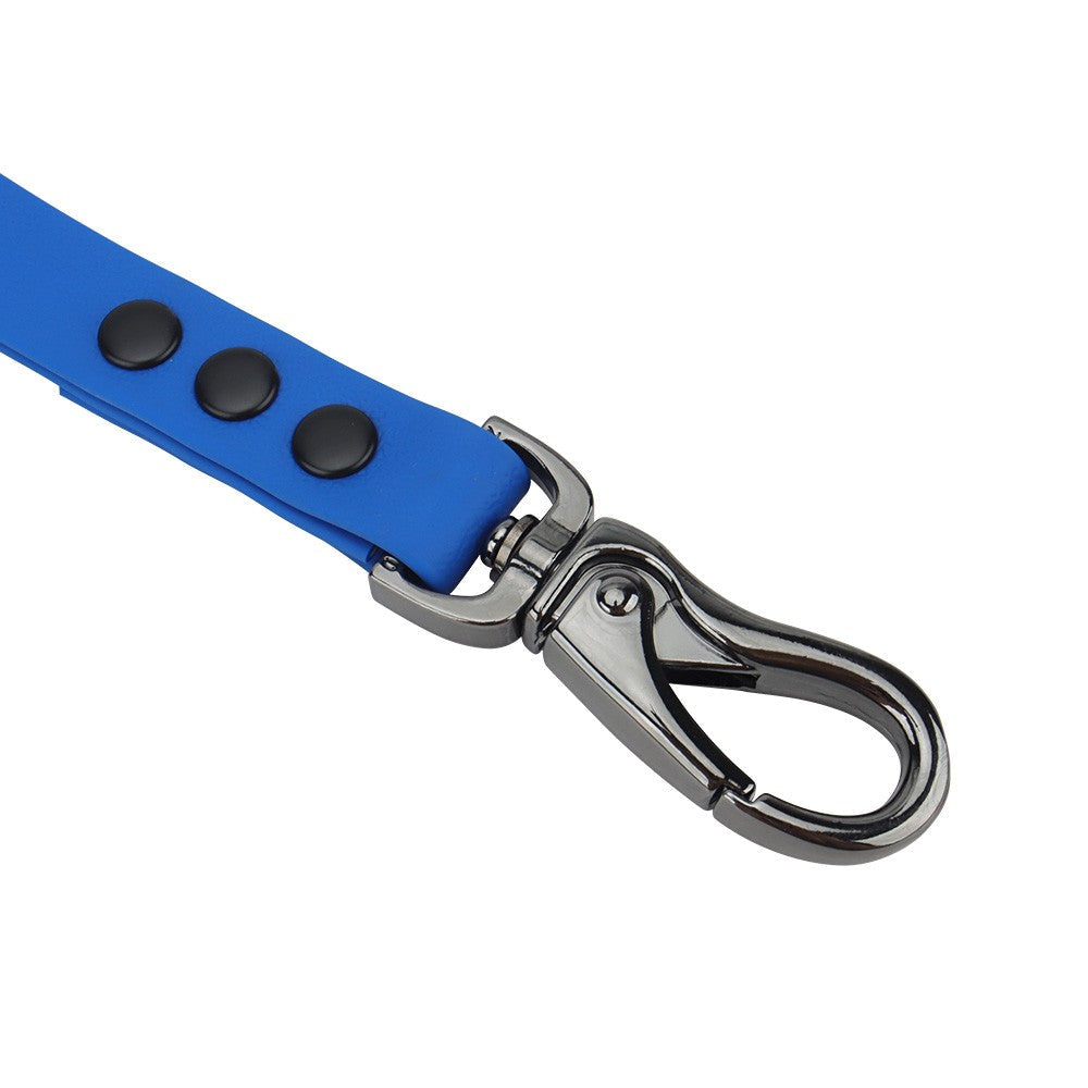 Close-up of the swivel snap hook and rivets