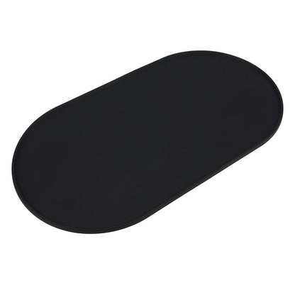 Black oval silicone dog bowl mat
