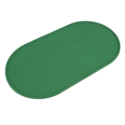 Green oval silicone dog bowl mat