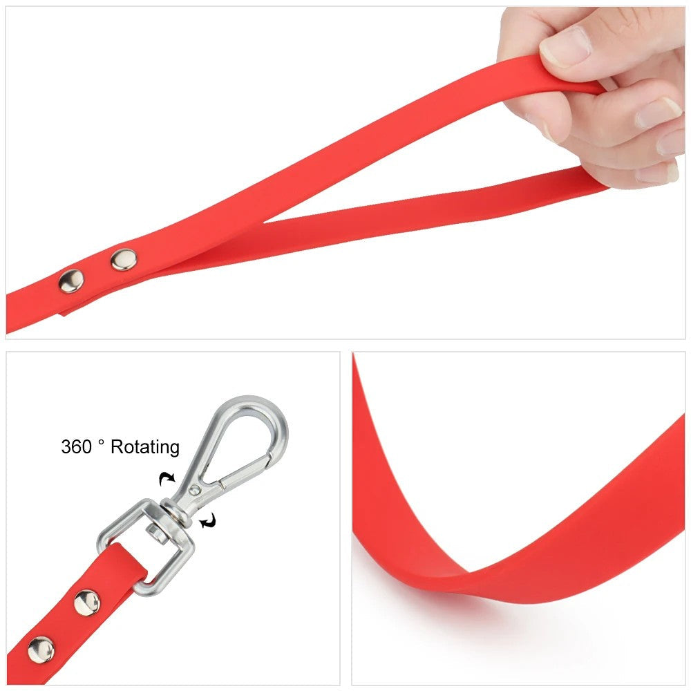 Swivel snap hook and wipe-clean PVC strap close-up