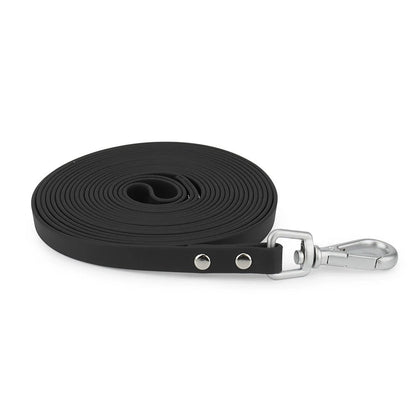 Black slim waterproof PVC dog leash, 13 mm wide