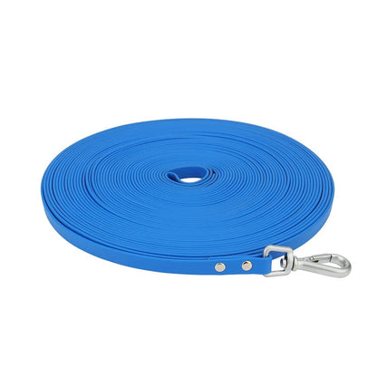 Blue slim waterproof PVC dog leash, 13 mm wide