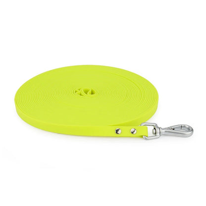 Neon yellow slim waterproof PVC dog leash, 13 mm wide