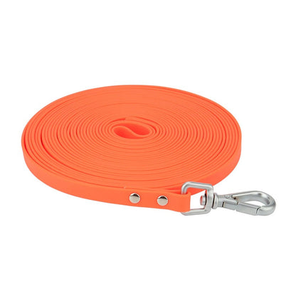 Orange slim waterproof PVC dog leash, 13 mm wide
