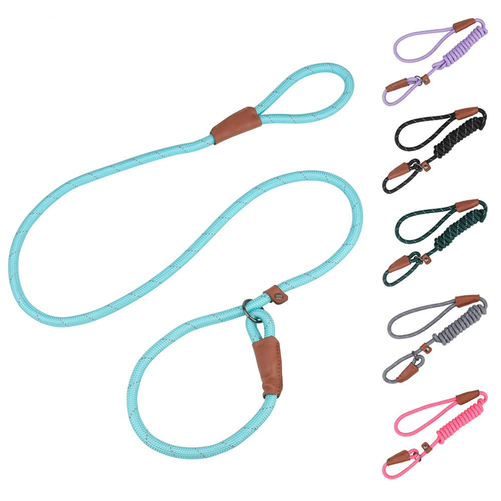 Slip lead for dogs in aqua rope with a sliding stopper