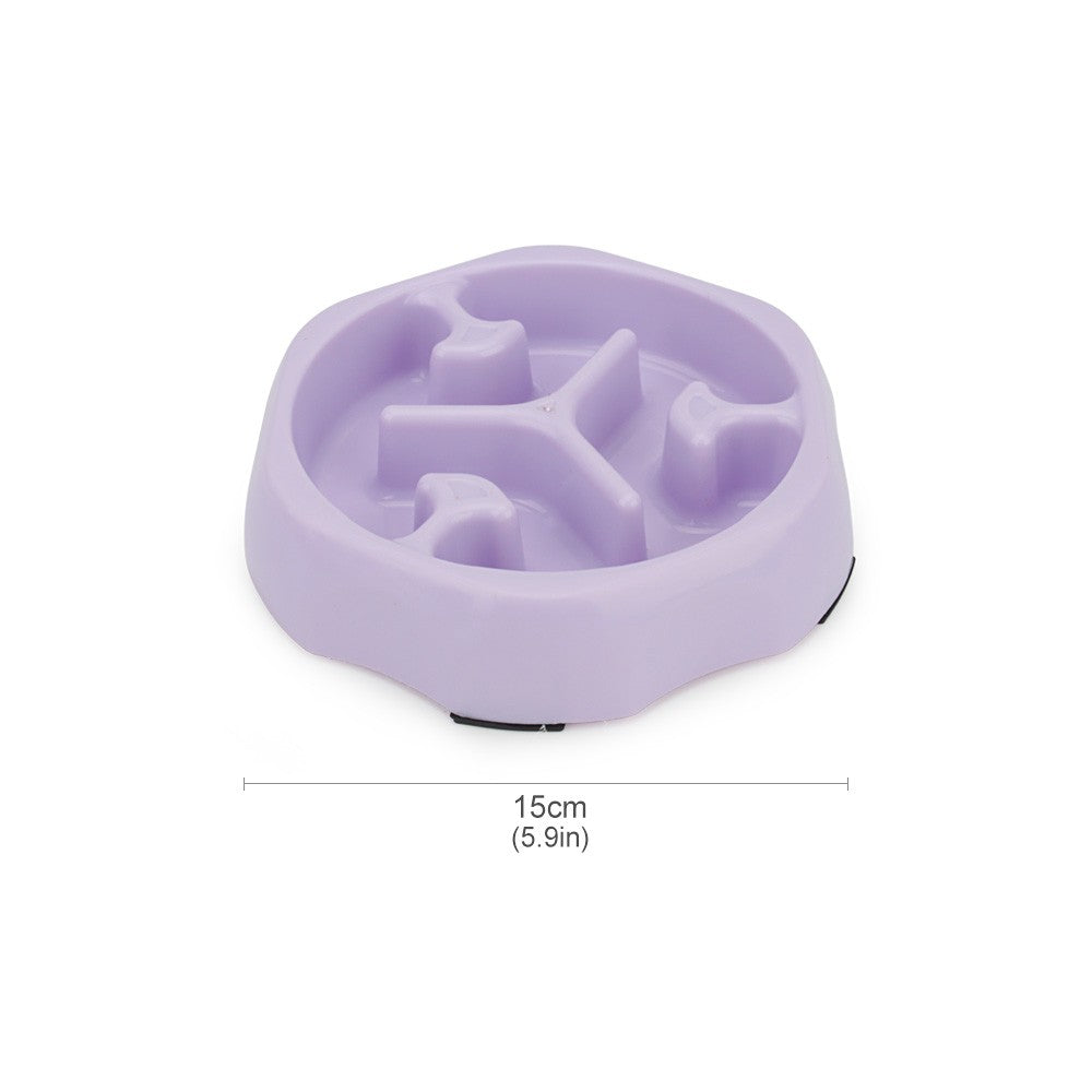 Purple round slow feeder bowl with a Y-shaped maze
