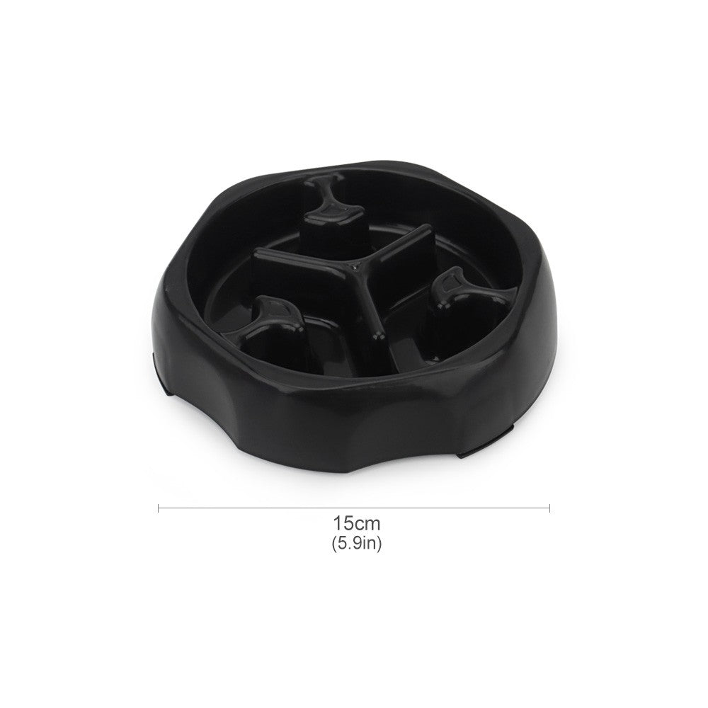 Black round slow feeder bowl with a Y-shaped maze