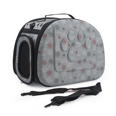 Size M small dog carrier in gray floral