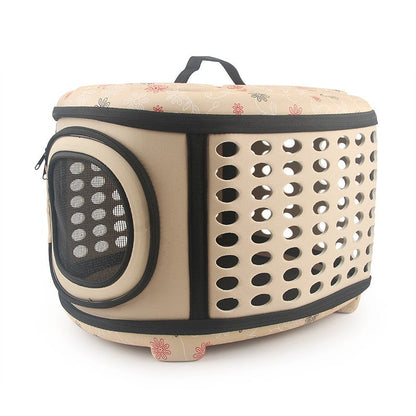 Size L pet carrier in beige floral