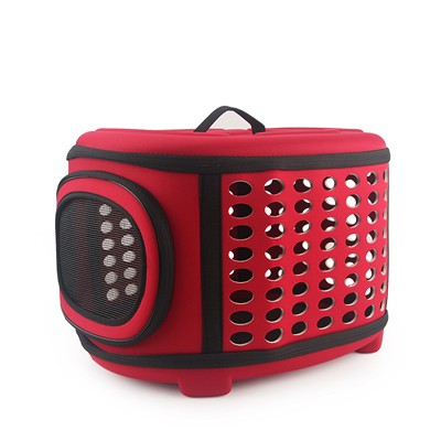 Size L pet carrier in red