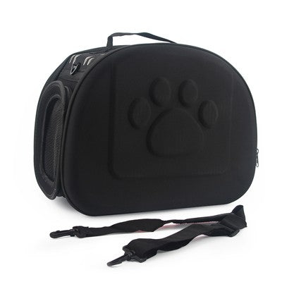 Size M small dog carrier in black with embossed paw
