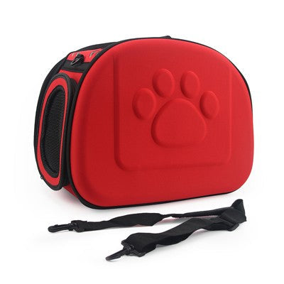 Size M small dog carrier in red with embossed paw