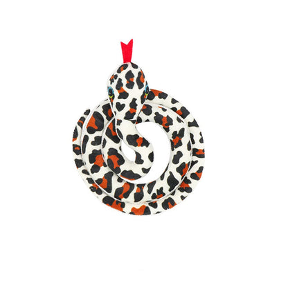 White leopard print plush snake cat toy
