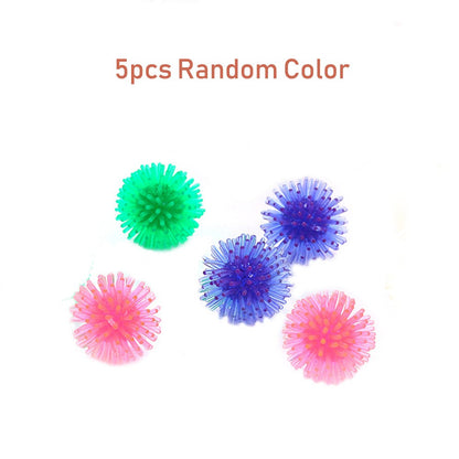 Five soft spiky balls in random colours