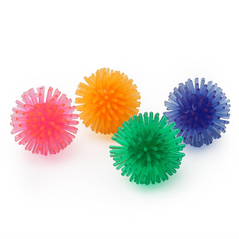 Pink, orange, green and blue spiky balls